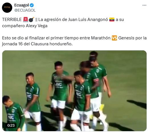 Anangonó agredió a Alexy Vega y la fuerte reacción de la prensa: piden severo castigo y quitarle la capitanía en Marathón