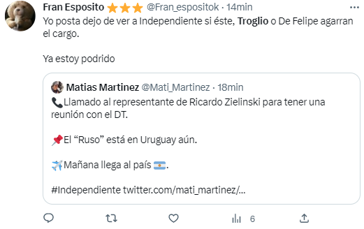 ¡Estallan las redes! Afición de Independiente duda de Troglio, temen “descender” y un número de olimpistas responde