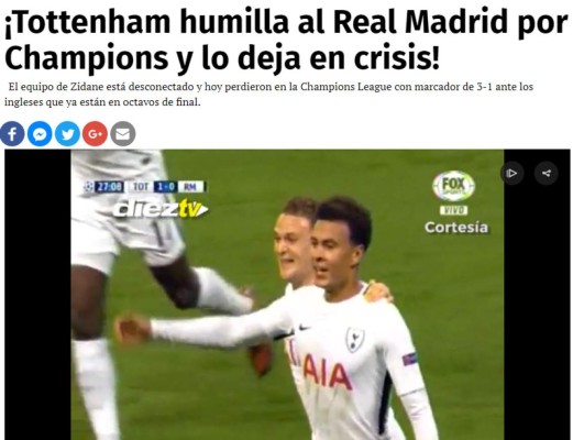 ¡CRISIS! Así reacciona la prensa mundial tras la dura derrota del Real Madrid ante el Tottenham