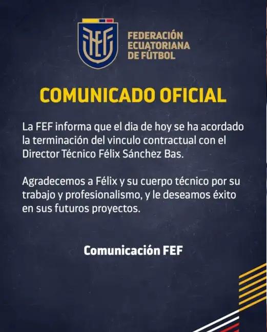 OFICIAL: Perdió contra la Argentina de Messi en la Copa América 2024 y lo echaron de la selección de Ecuador