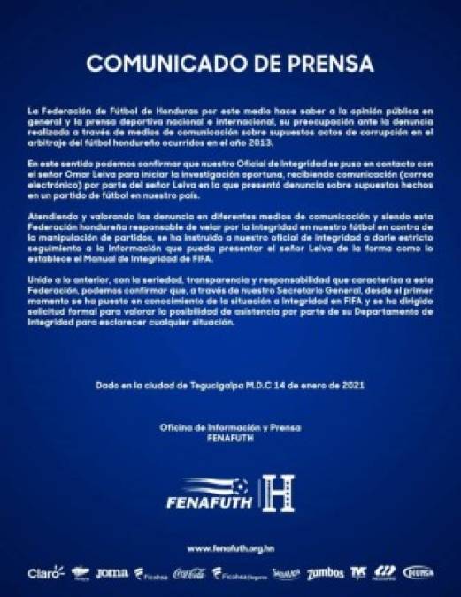 Fenafuth anuncia que abrirá investigación por supuesta corrupción y pide ayuda a FIFA