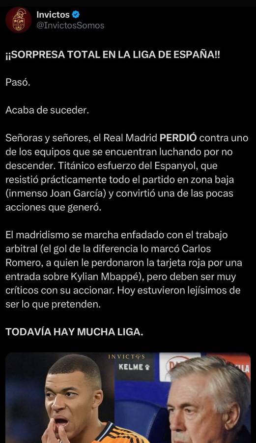 “Terrorífico arbitraje” “ya se acabó el ciclo de Ancelotti”: la prensa reacciona a la roja no sacada en el Espanyol-Real Madrid