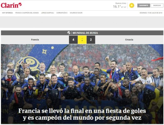 PORTADAS: Así titulan los diarios tras que Francia se corone campeón del mundo