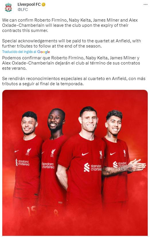 OFICIAL: Liverpool comienza la barrida y anuncia cuatro salidas de golpe; los otros siete que se irán