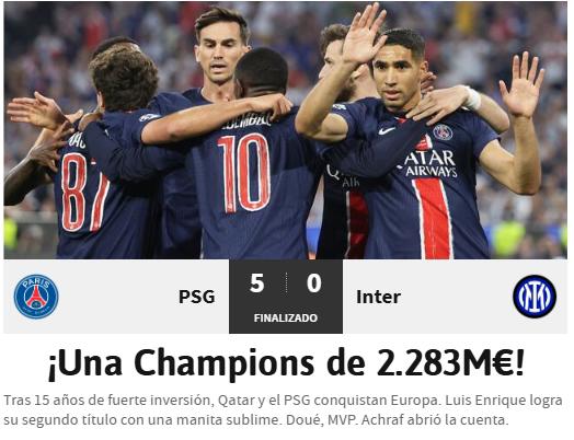 PSG ganó su primera Champions con una paliza y así reacciona la prensa: Qué suerte tuvo el Barcelona de quedar eliminado