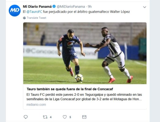 Prensa panameña: Tauro queda eliminado 'con polémica' y culpa al árbitro Walter López