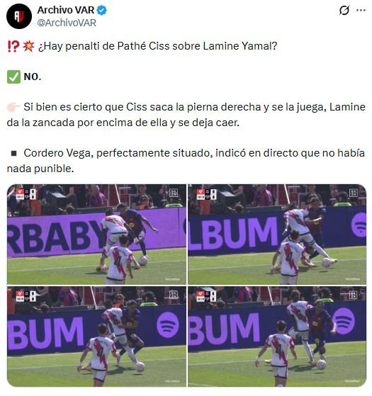 La roja para Lamine y el penal que pidió el Rayo en la victoria del Barcelona; Joan García montó un show en el Camp Nou