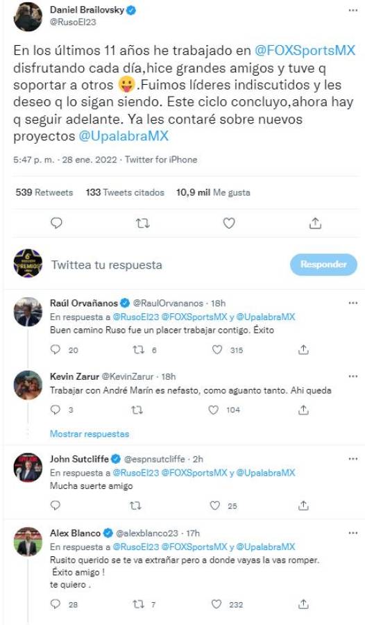 ¿Por qué el analista “Ruso” Brailovsky anunció su sorpresiva salida de la cadena Fox Sports?