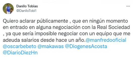 Futbolista hondureño lo denuncia: “es imposible negociar con un equipo que me adeuda salarios desde hace un año”
