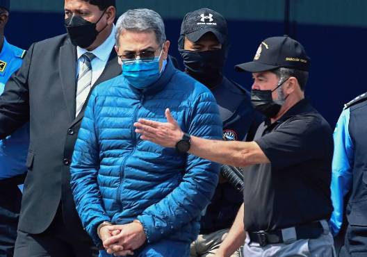 Juan Orlando Hernández este día en el momento de su extradición.