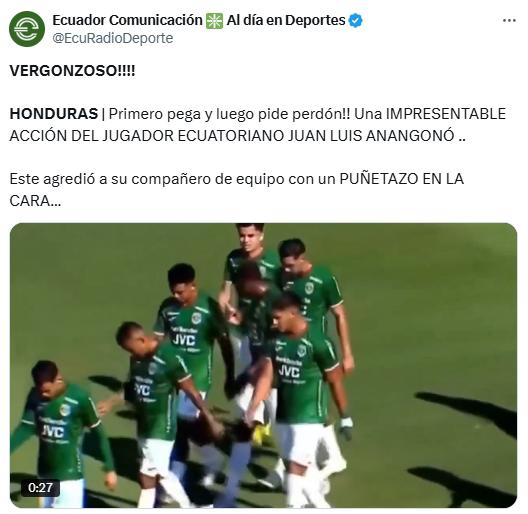 Anangonó agredió a Alexy Vega y la fuerte reacción de la prensa: piden severo castigo y quitarle la capitanía en Marathón