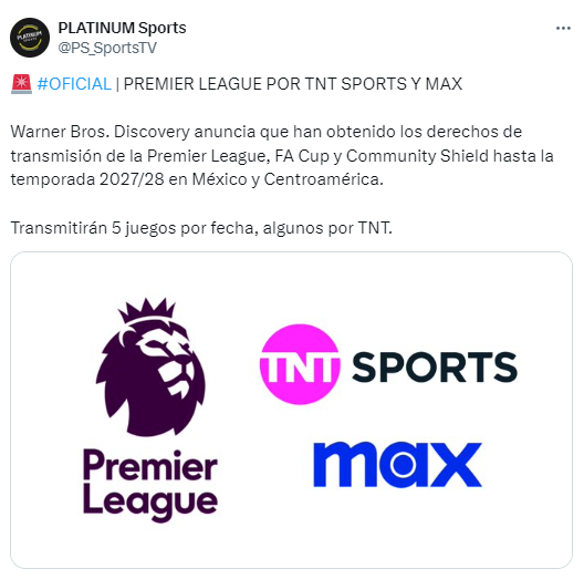 Max y TNT Sports transmitirán varios partidos de la Premier League.