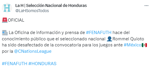 Quioto fue dado de baja en la convocatoria de Honduras y esto dicen los periodistas: “Rueda no anda chineando a nadie”