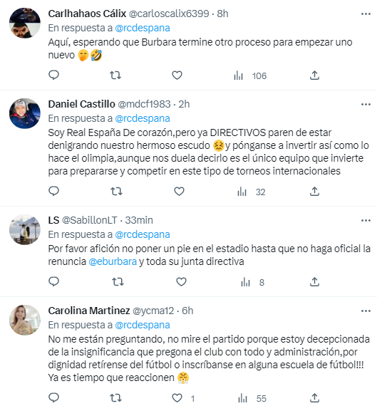 Hinchada del Real España piden la renuncian del presidencia Elías Burbara tras la humillación en Concacaf.