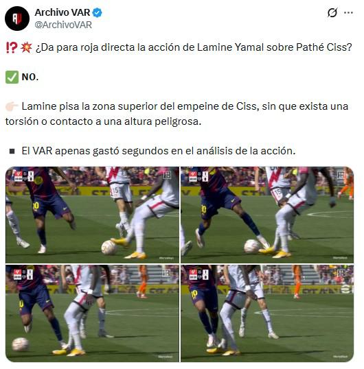 La roja para Lamine y el penal que pidió el Rayo en la victoria del Barcelona; Joan García montó un show en el Camp Nou