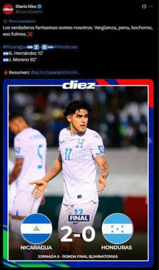 Vergonzoso, Somos el hazmerreír: señalan al culpable de la caída de Honduras ante Nicaragua en la Eliminatoria