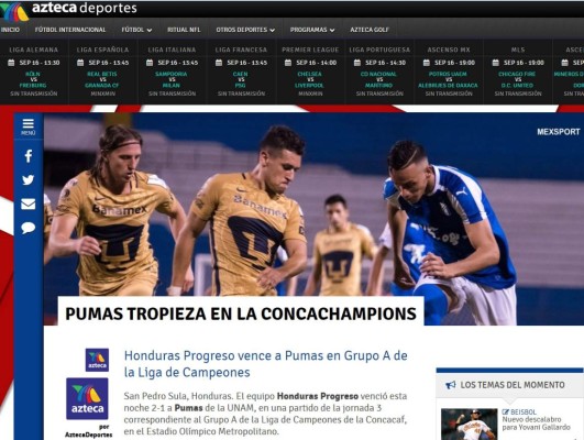 'Suspenso y se ahoga el grito': Así tituló la prensa mexicana derrota de Pumas ante Honduras