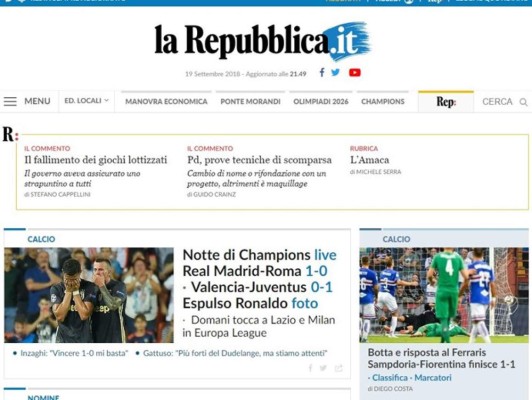 Así destaca prensa internacional expulsión de Cristiano Ronaldo
