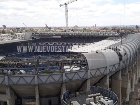 Comenzaron a poner el techo retráctil: Así marcha la remodelación del Santiago Bernabéu