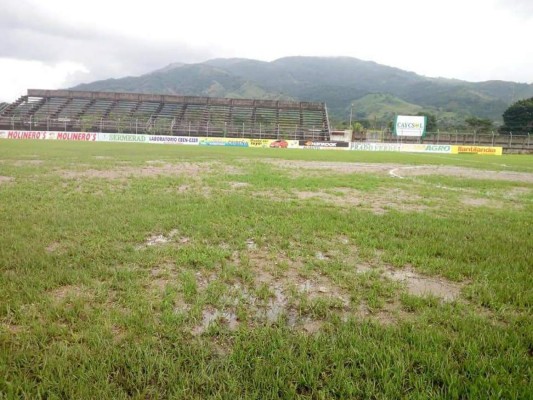 Así de deteriorada luce la cancha del estadio Francisco Martínez de Tocoa