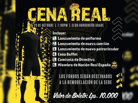 La 'cena real' que Real España prepara para recaudar fondos y remodelar su sede