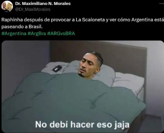 Argentina goleó y los memes destrozan a la selección de Brasil; Raphinha y Vinicius no se salvan de las burlas