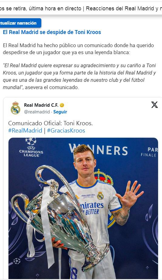 Kroos dejó roto a Real Madrid y la reacción de Cristiano Ronaldo: los mensajes al alemán luego de anunciar su retiro del fútbol