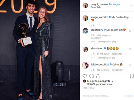 La espectacular novia de 20 años de Joao Félix deslumbra en la gala del Premio 'Golden Boy'