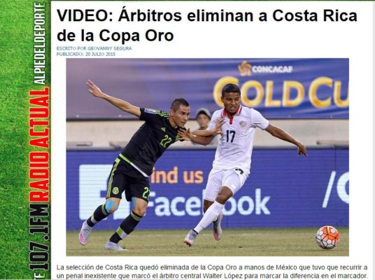 Prensa de Costa Rica: 'Concacaf nos roba todo el oro'