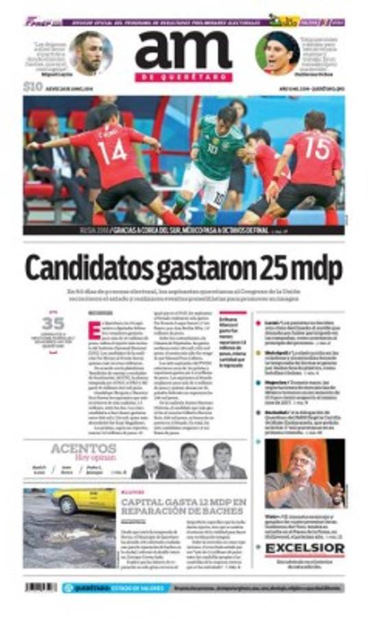 Así vienen hoy las portadas de los diarios de México: 'Humillados avanzamos' y '¡Que viva Corea!'