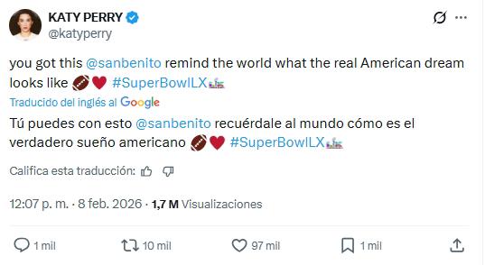 Super Bowl 2026: Katy Perry sorprende a Bad Bunny, las bellezas y se dispara el precio de las entradas