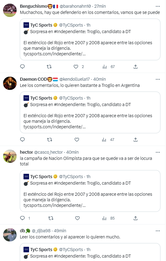 ¡Estallan las redes! Afición de Independiente duda de Troglio, temen “descender” y un número de olimpistas responde