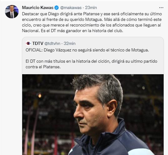 ¡Uno pide reconocimiento en el Nacional! La reacción de periodistas y aficionados tras la salida de Diego Vázquez de Motagua