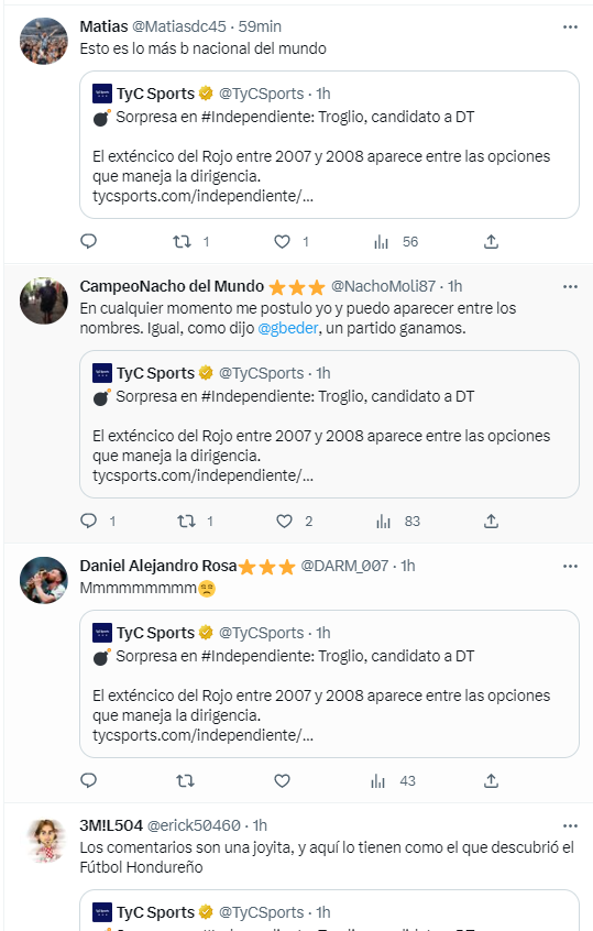 ¡Estallan las redes! Afición de Independiente duda de Troglio, temen “descender” y un número de olimpistas responde