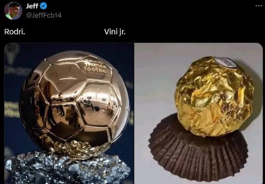 Rodri fue el ganador del Balón de Oro 2024 y los memes hacen pedazos a Vinicius y al Real Madrid