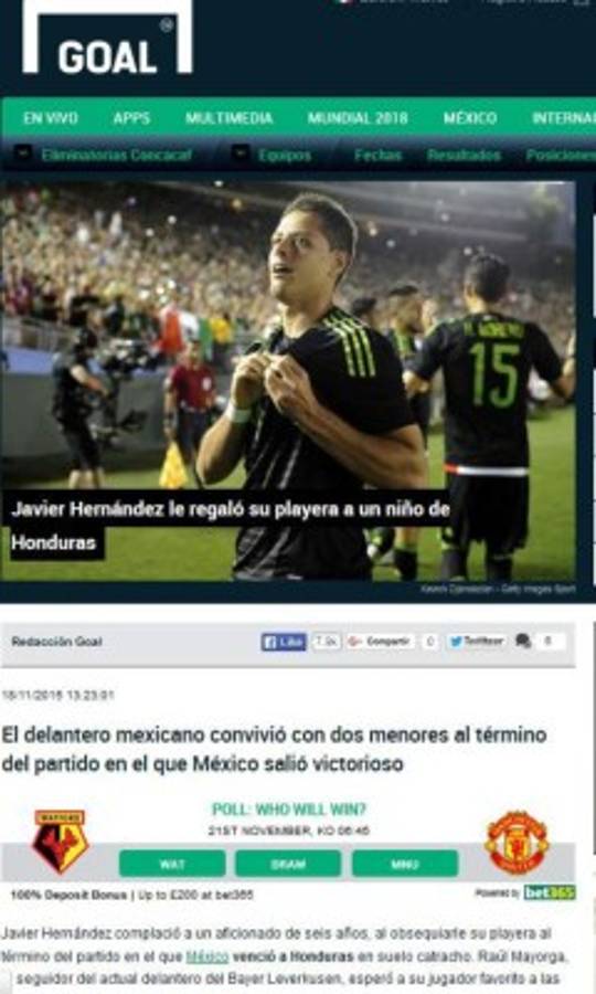 Gesto de Chicharito Hernández en Honduras le dio la vuelta a México