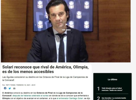 Prensa mexicana ve con respeto a Olimpia, rival del América y destacan frase de Solari: 'No es accesible”