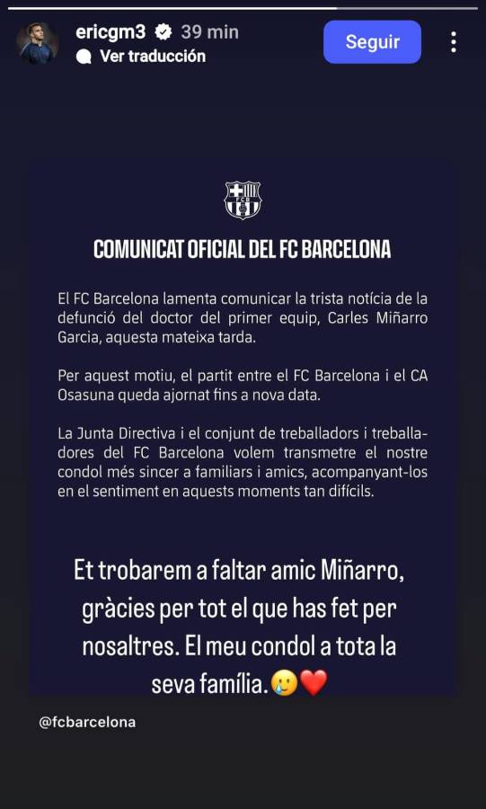 Jugadores del Barcelona, destrozados por la muerte del doctor Carles Miñarro: “aún no me lo creo”