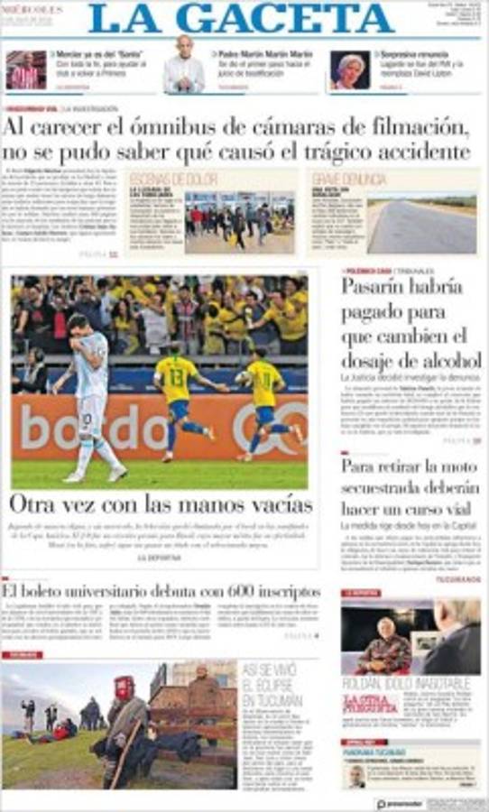 La prensa argentina culpa al árbitro de la derrota contra Brasil: 'SinVARgüenzas'  