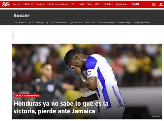 Así ve la prensa internacional la derrota de Honduras ante Jamaica en Copa Oro