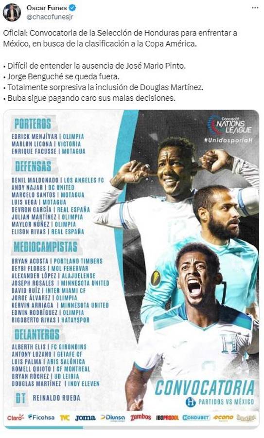 Honduras-México: Así reaccionó la prensa a la convocatoria de Reinaldo Rueda con la ausencia de Pinto y el llamado de Facussé