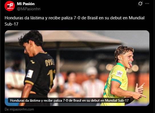 Debut humillante, Pudieron ser 10: lo que dice la prensa tras la goleada de Brasil a Honduras en el Mundial Sub-17
