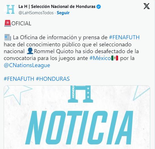 Un año con las puertas de la Selección de Honduras cerradas: así fue el conflicto entre Romell Quioto y Reinaldo Rueda