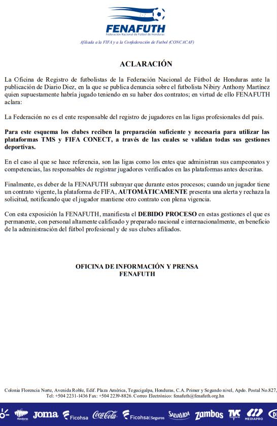 Fenafuth aclara que no tiene nada que ver en la situación generada por el Real Juventud de la Liga de Ascenso.