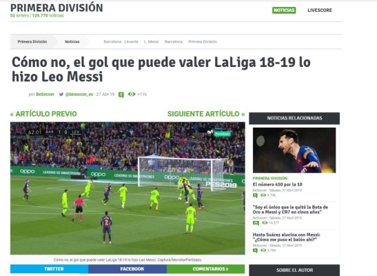 La prensa internacional se rinde a Messi y el Barcelona tras su dominio en España&nbsp;&nbsp;
