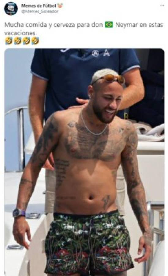 Neymar es víctima de los memes por la nueva 'panza' que desarrolló durante sus vacaciones