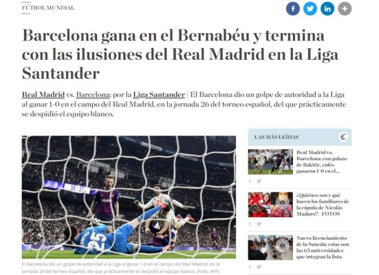 Prensa mundial: 'Barcelona, el nuevo papá del Real Madrid'
