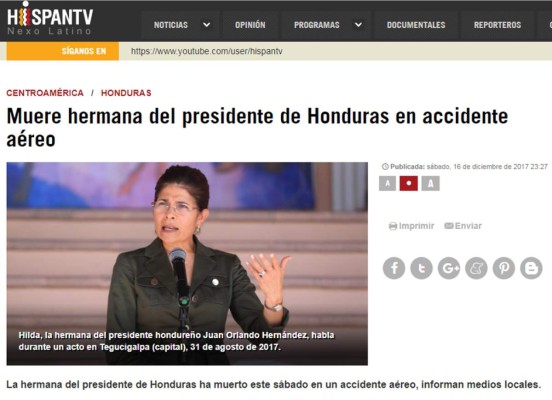 La prensa internacional reacciona impactada por la muerte de Hilda Hernández