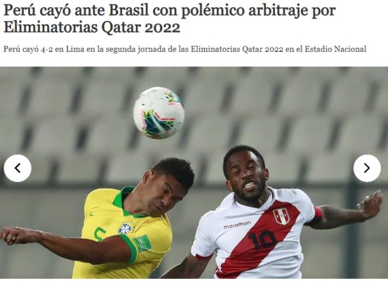 'Árbitro ratero y robo': Así reaccionó la prensa peruana tras del polémico partido ante Brasil&nbsp;&nbsp;&nbsp;&nbsp;