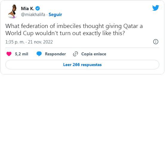 El motivo por el que Mia Khalifa ataca a la FIFA por el Mundial de Qatar 2022 y los llama “imbéciles”